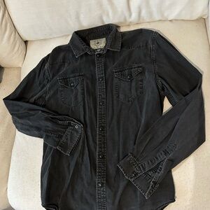 Men’s Zara Black Denim Button Down Shirt